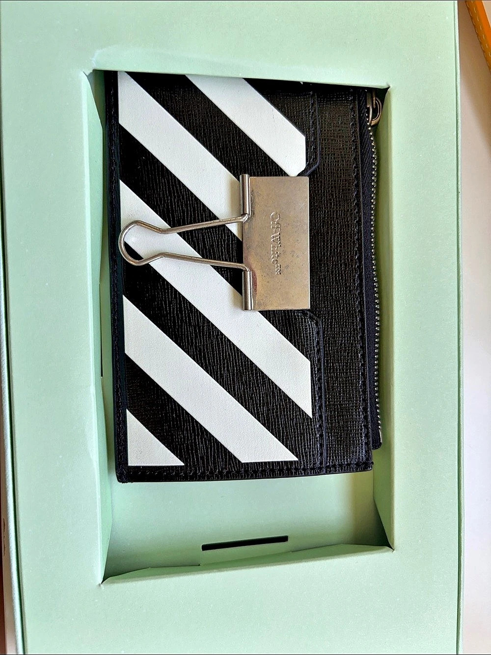 Off-White Binder Clip Wallet Striped Black & White